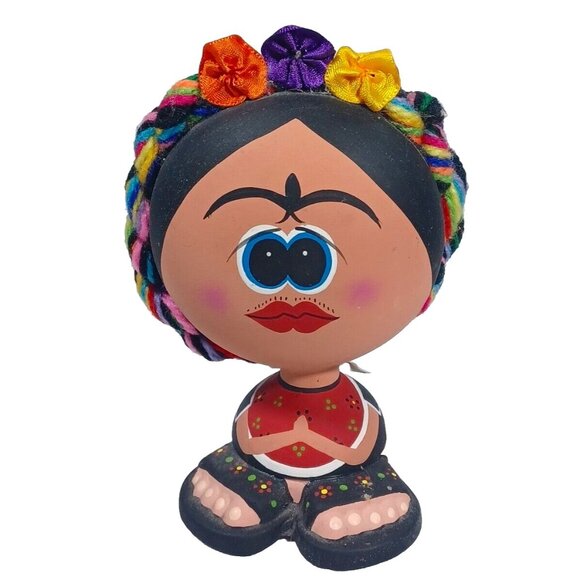 Unique Terracotta Clay Frida Kahlo Angel  Figurine  Hand Painted Mexico … - Picture 2 of 10